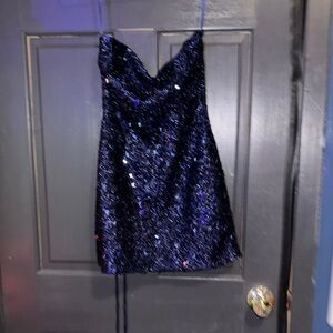 Edikted Dress - Navy blue with sequins - XS